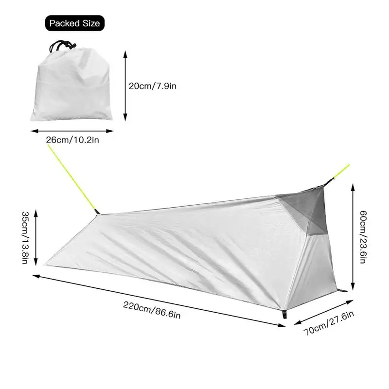 1 Persoană Cort de Camping 210D Nylon Material Super Lumina Impermeabil în aer liber Camping Cort Nailon Backpacking Cort Cu Sac de Depozitare . ' - ' . 5