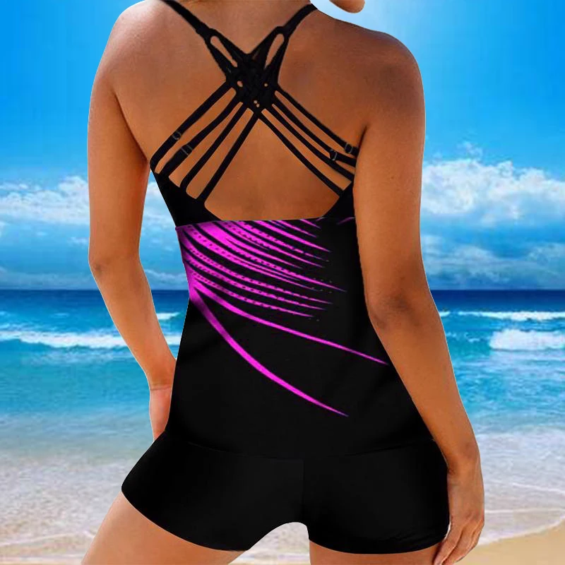 2021 Femei Backless Tankini Set de Vară pe Plajă Tipărite Două Piese de Costume de baie Femei Costum de baie Costum de Baie Monokini Plus Dimensiune 8XL . ' - ' . 5