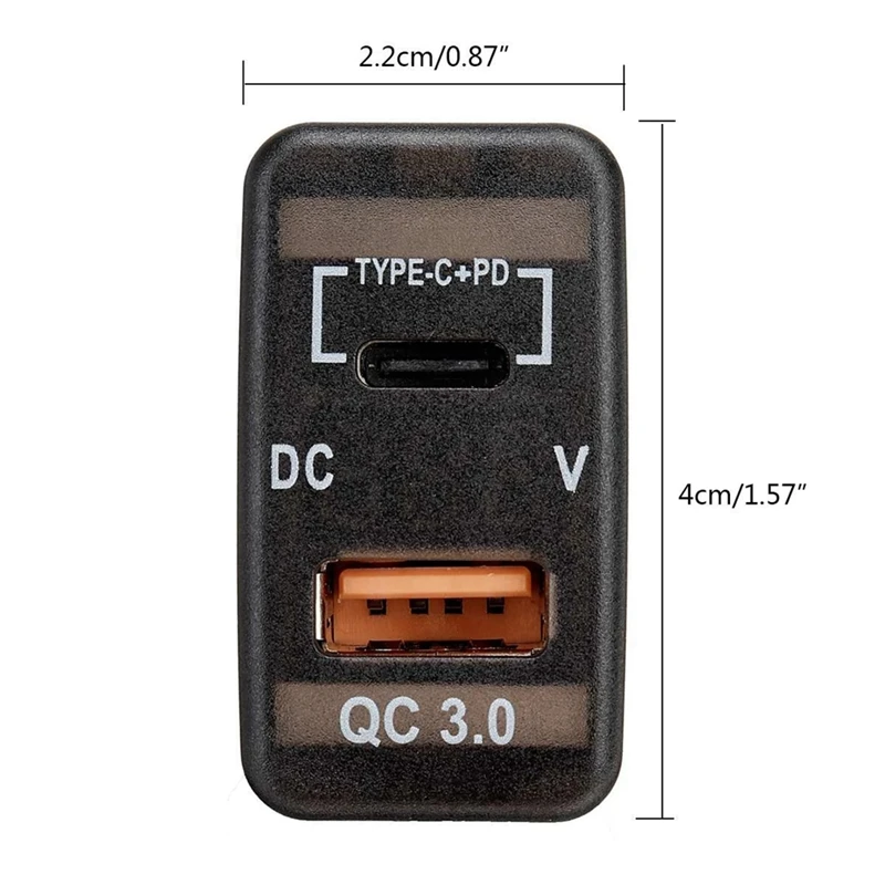 3X Auto de Tip C+PD QC3.0 Incarcator Dual USB Adaptor de Bord Soclu Voltmetru Pentru Landcruiser Prado FJ Cruiser Hiace RAV4 . ' - ' . 5