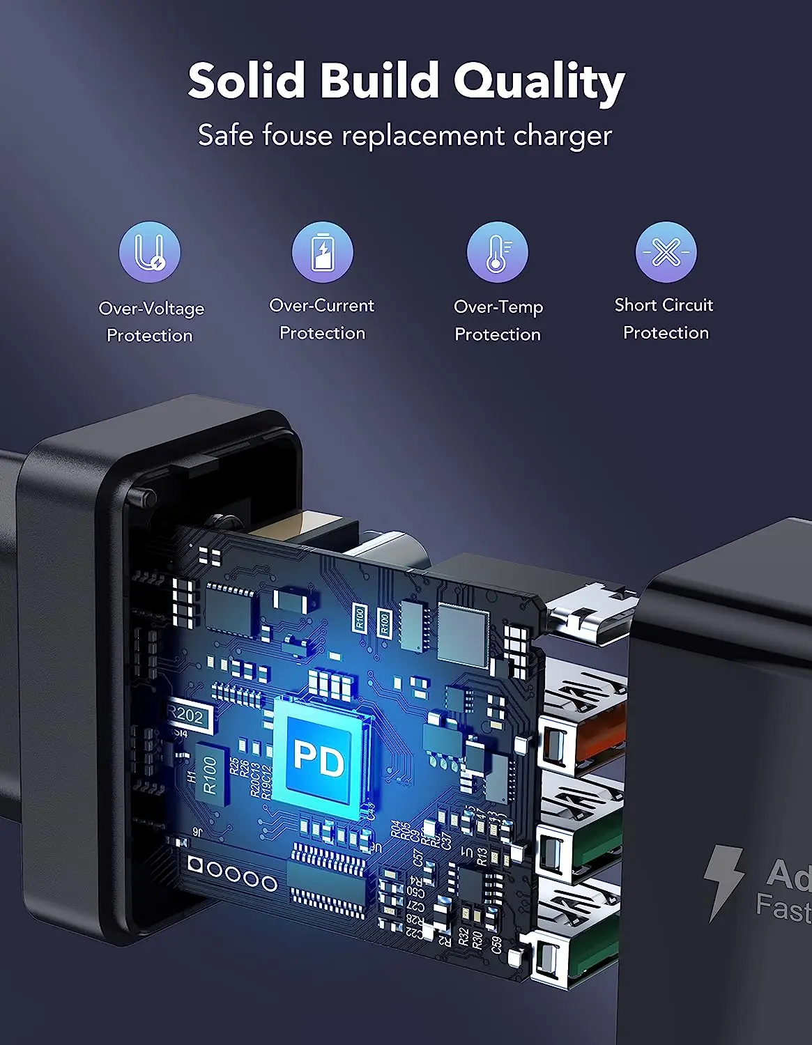 40W C USB Încărcător de Perete de Bloc, 2-Pack 4Port PD+QC Rapid Adaptor de Alimentare, de Tip C de Încărcare Caramida Cub Plug pentru iPhone 11/12/13/14/Pro . ' - ' . 5