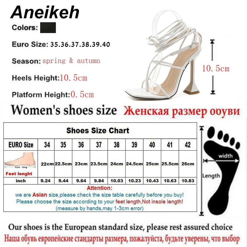 Aneikeh 2024 Vara Noi Femeile Gladiator Sandale inalte Open toe Dantela-Up Cruce Strappy Tocuri Înalte de Moda Pantofi Sexy Alb Negru . ' - ' . 5