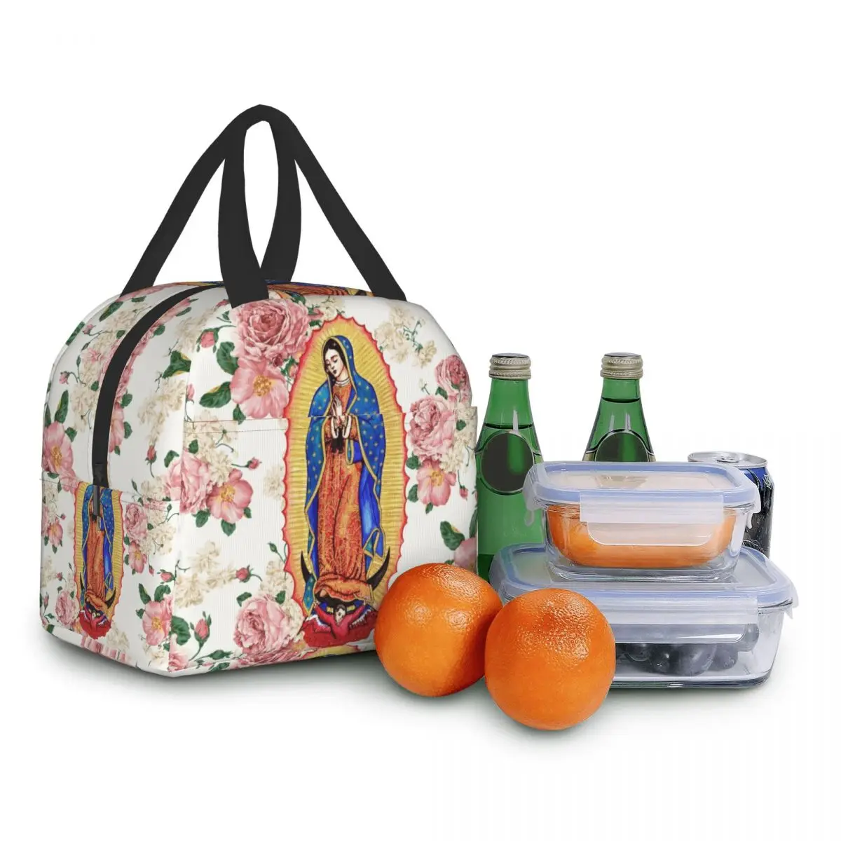 Bolsas de almuerzo aisladas de la Virgen de Guadalupe, enfriador térmico impermeabile, caja Bento de la Virgen María católica de . ' - ' . 5