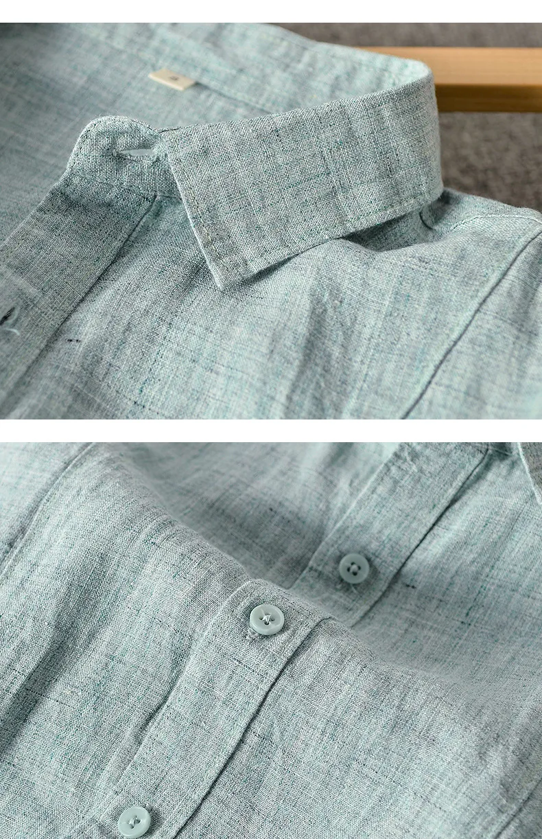 Clasa de Top 95% Lenjerie de Camasi pentru Barbati cu Maneci Lungi Casual de zi cu Zi Vrac Solid Button Up Shirt Respirabil Simplu, Versatil Bărbați Îmbrăcăminte . ' - ' . 5