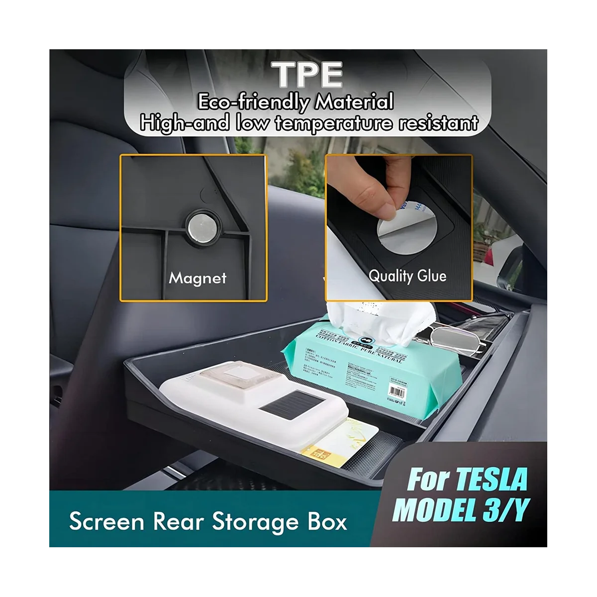 Consola centrala Bord Tava de Stocare pentru Tesla Model 3 2021-2022 Modelul Y 2019-2022 tabloul de Bord Organizator Suport pentru șervețele . ' - ' . 5