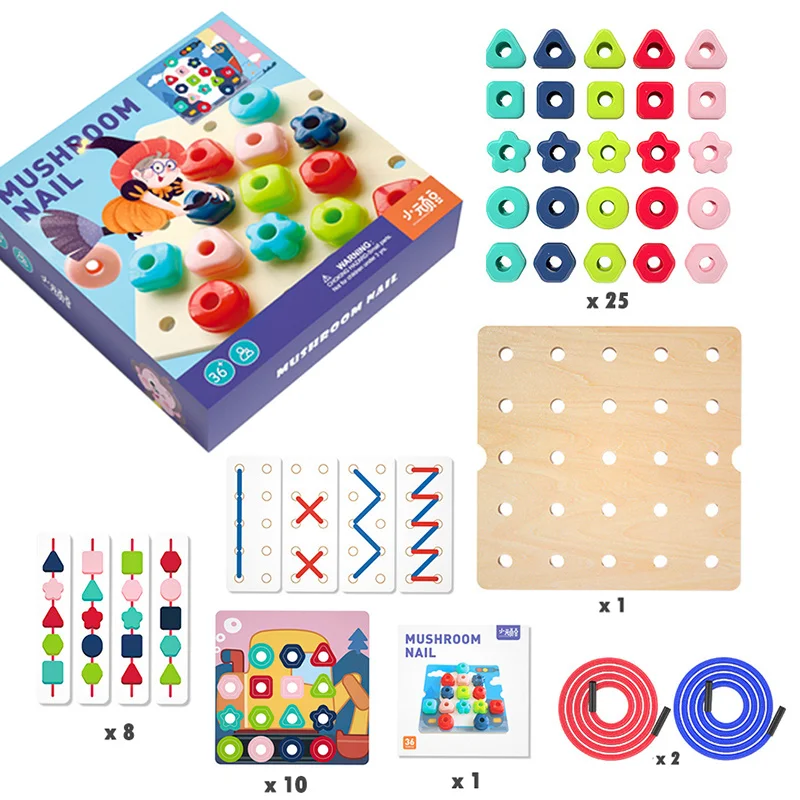 Copiii Montessori Culoare Pegboard Jucării 3D de Învățare Educație Handmade-Uri Filetare Joc de Activități de Educație Jucărie . ' - ' . 5