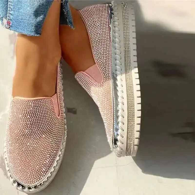 Cristal Adidasi Pantofi pentru Femei 2023 Apartamente Rhinestone Bling Cusut Platforma Mocasini Casual, Confortabil de sex Feminin . ' - ' . 5