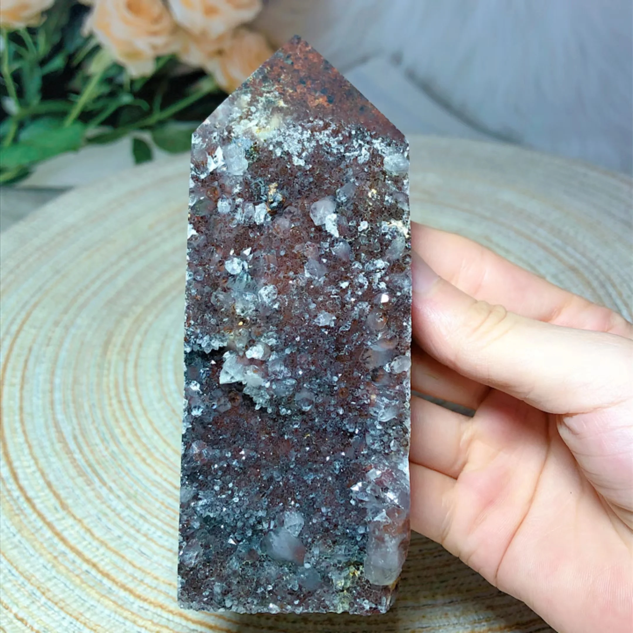 Cristalele Naturale Sfaleritul Cu Ruby Și Granat Druzy Geode Turnul De Înaltă Calitate, Minerale Vindecare Decor Acasă Reiki Cameră Decor . ' - ' . 5