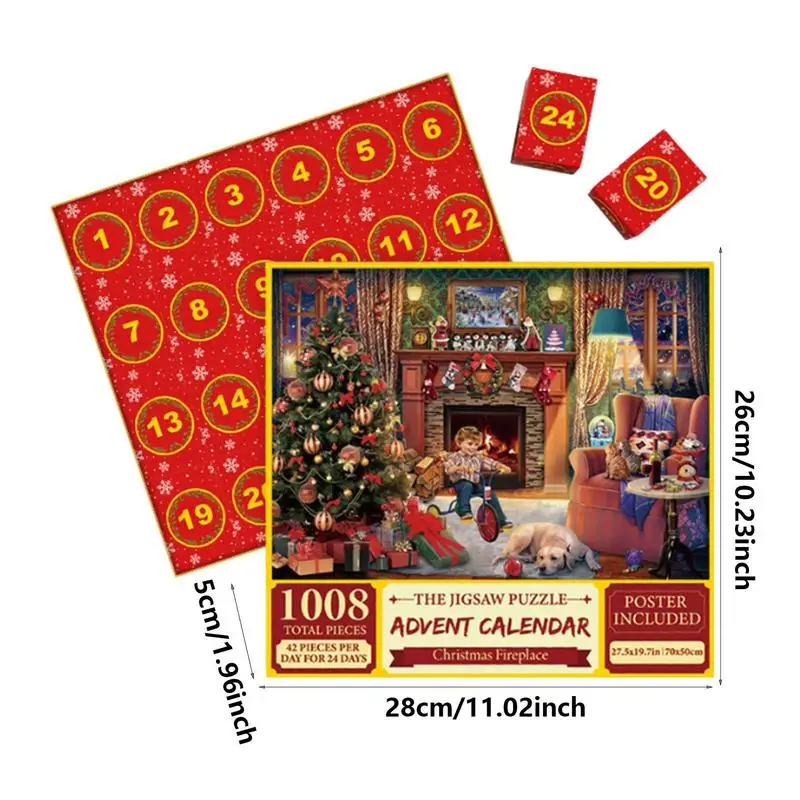 Crăciun Countdown Calendar Advent, Crăciun Fericit 2023 Puzzle Advent Calendar 1008 Piese De Crăciun Numărătoarea Inversă De Vacanță . ' - ' . 5