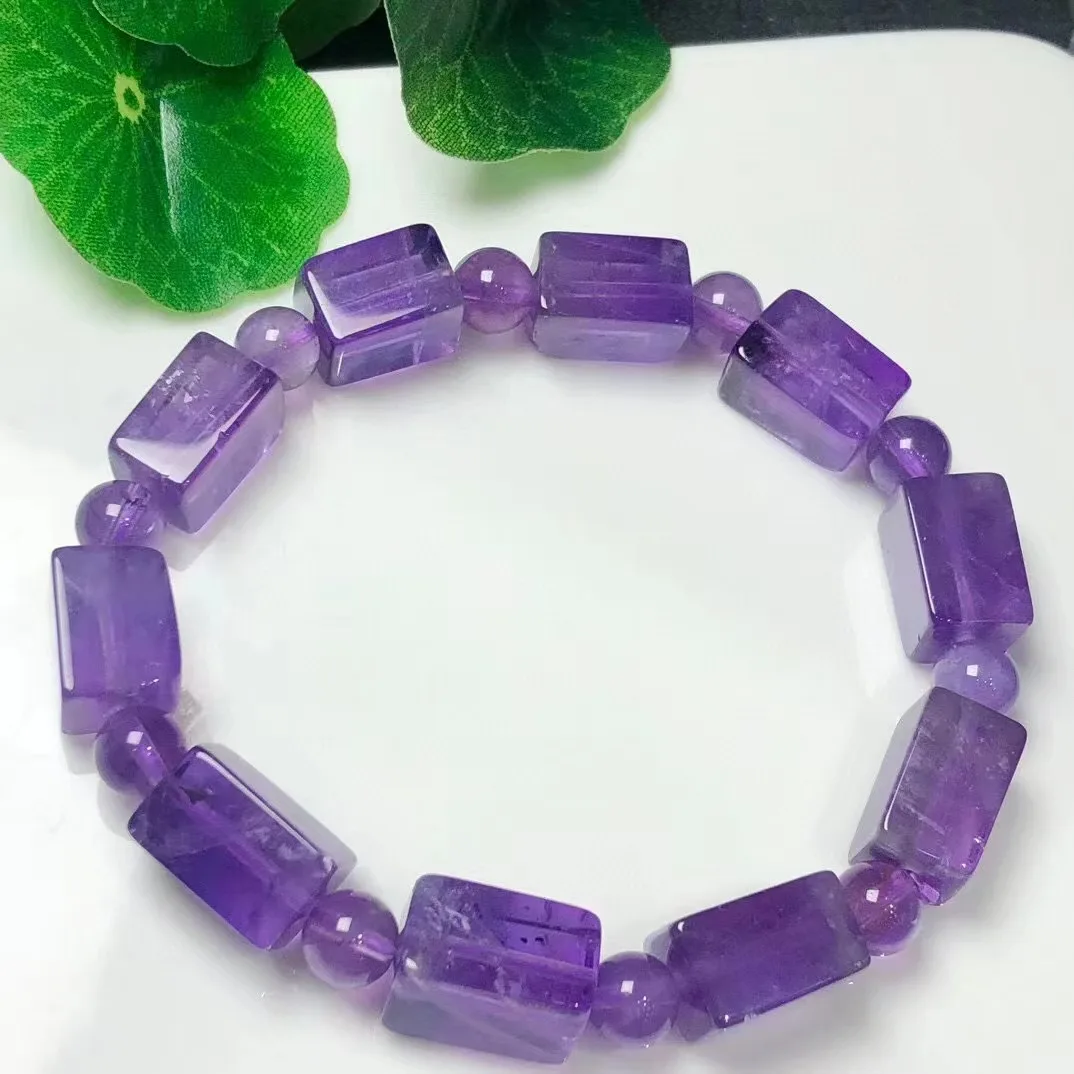 Culoare Destul De Vânzare Fierbinte Naturale Violet Închis Amethsyt Cristal Butoi Șirag De Mărgele Brățară Pentru Darul De Vindecare . ' - ' . 5