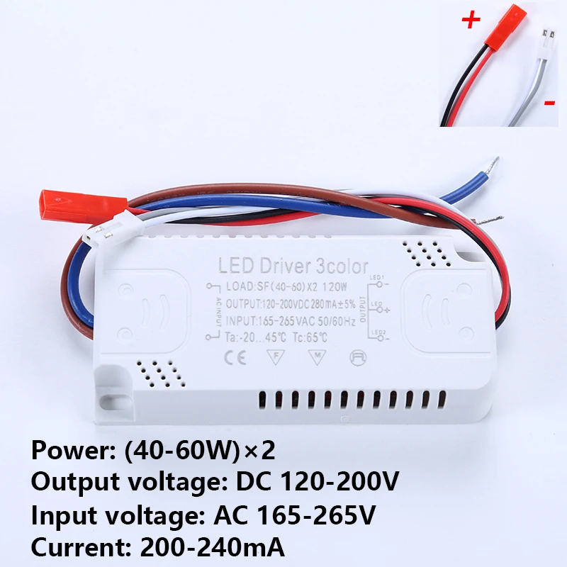 De înaltă Calitate 3colors Driver LED 12-24W 20-40W 30-50W 40-60W Adaptor Pentru Alimentare AC 165-265V Unitate de Iluminat, Transformatoare . ' - ' . 5