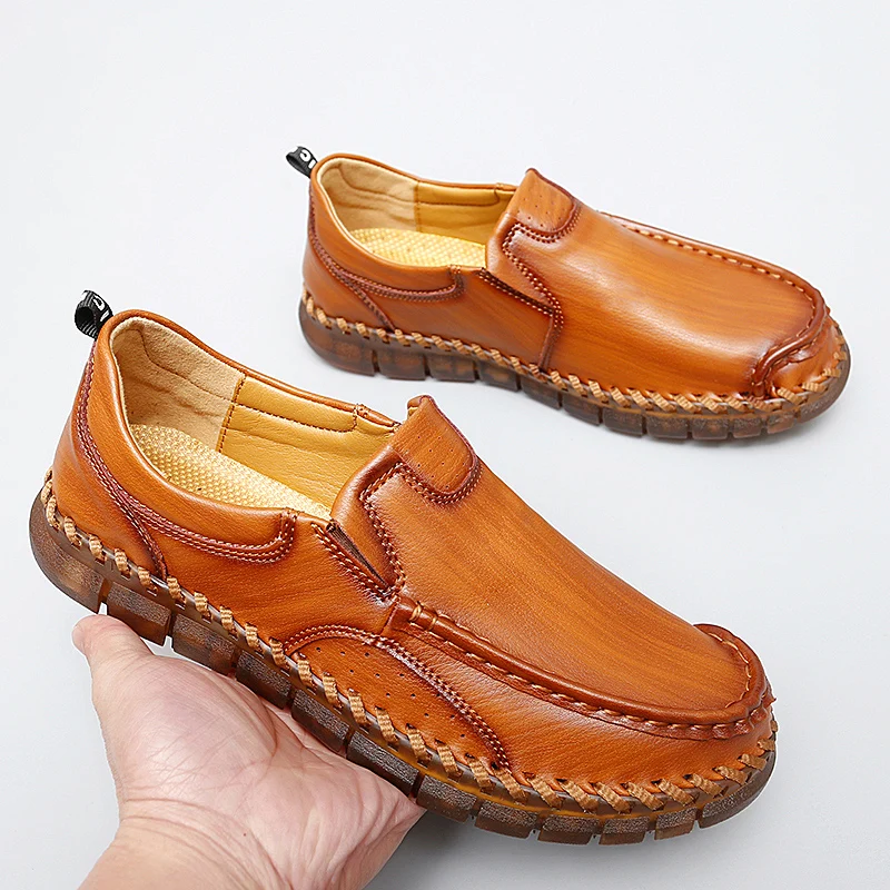 De înaltă Calitate Barbati din Piele Pantofi Casual Apartamente Respiră Superficial Alunecare pe Pantofi pentru Bărbați cu Talpă Moale de Conducere Pantofi . ' - ' . 5
