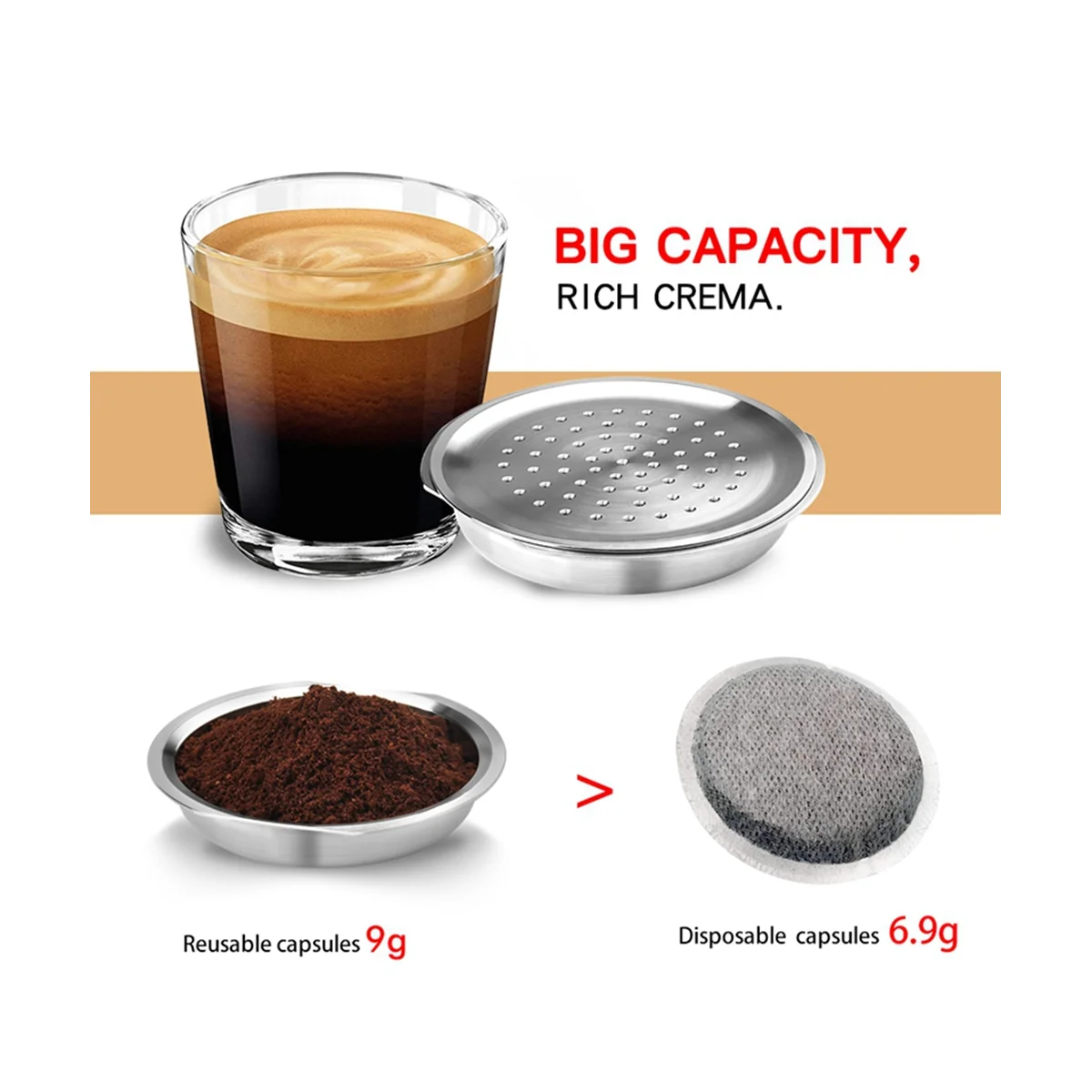 Din Oțel inoxidabil de Cafea Reutilizabile Filtru de Cafea Filtru, Espresso cu Lingura . ' - ' . 5