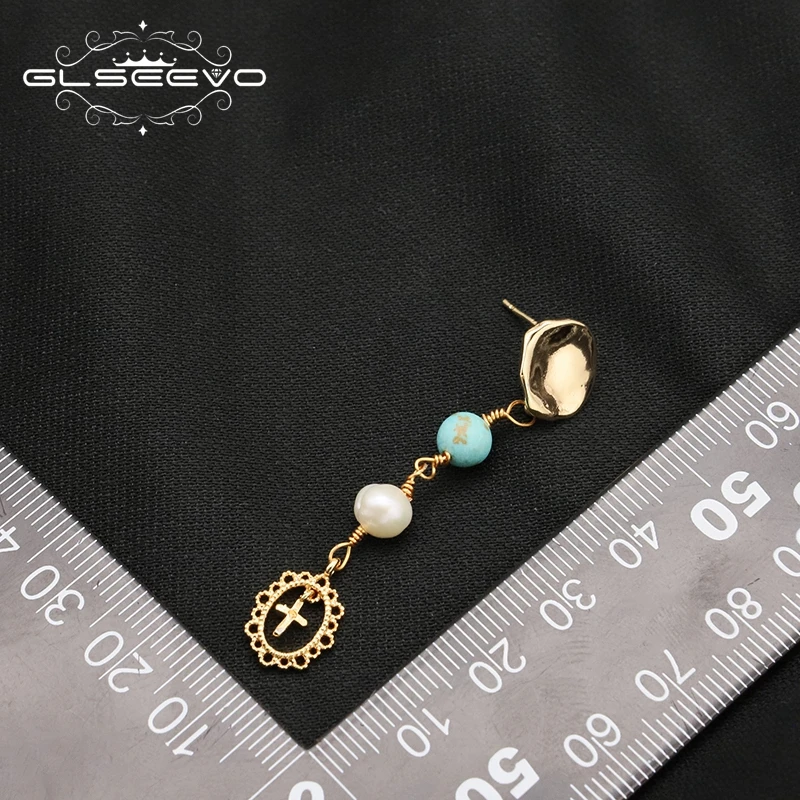 GLEEVO Turcoaz cercei cu perle Bijuterii Pendientes Moda stil Baroc Neregulate Perle Cercei pentru Femei de Argint 925 . ' - ' . 5