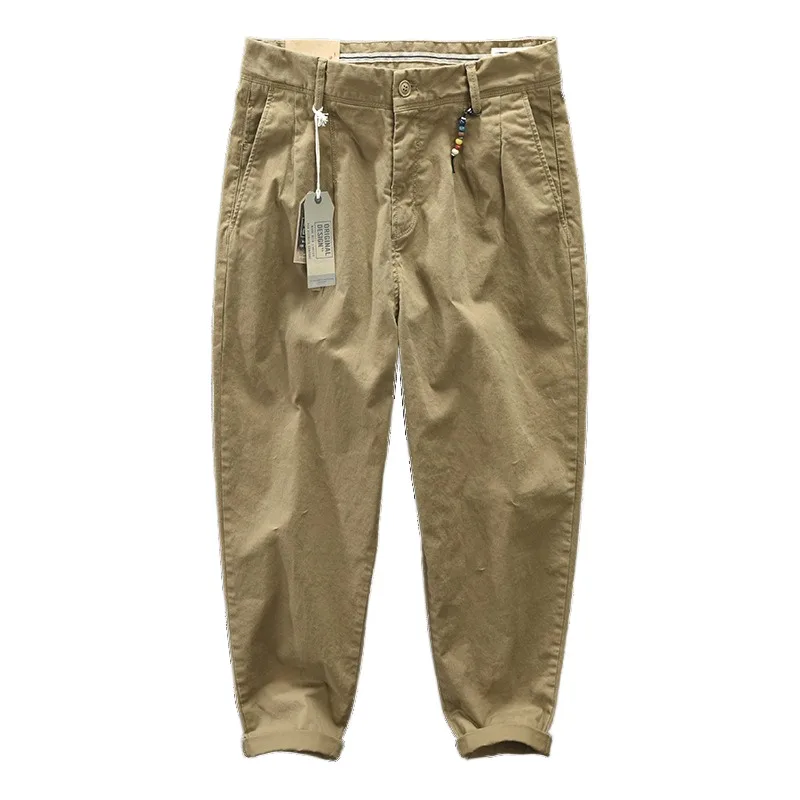 La modă American Retro Pantaloni Casual pentru Barbati, de Bumbac Vrac Versatil Mari Mijlocul Talie haine de Lucru Buzunare Mari Harlan Pantaloni . ' - ' . 5