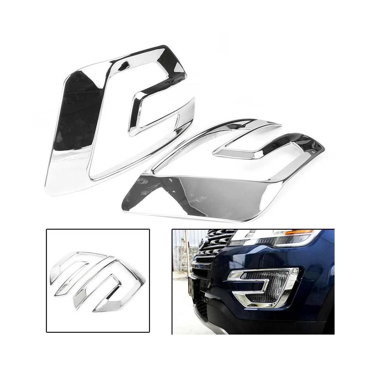 Masina Barei de protecție Față Lampă de Ceață Acoperă de Ceață Lumina de Garnitura pentru Ford Explorer 2016 2017 Accesorii 2 BUC Argint . ' - ' . 5