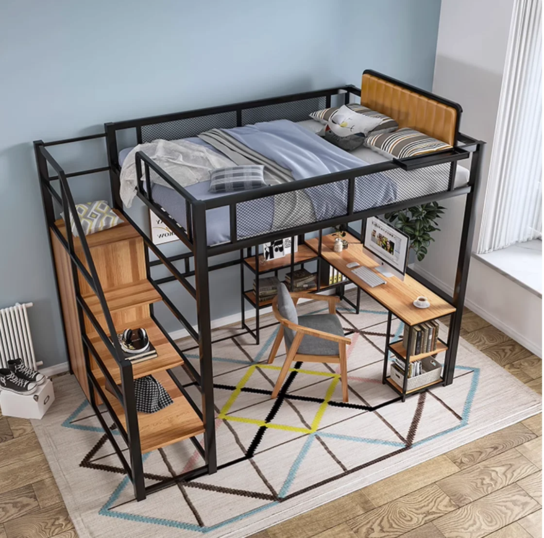 Multi-funcțional de spațiu de economisire Nordic apartament mic single superioară ridicată pat . ' - ' . 5
