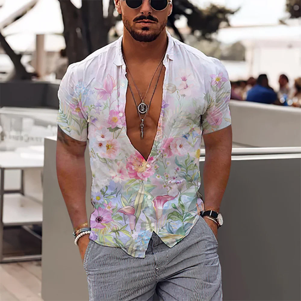Nouă Bărbați Harajuku Vara Aloha camasa Tropical cu Flori Imprimate 3D Moda Tricou Unisex Street Casual, de Plaja cu Maneca Scurta Tricou Top . ' - ' . 5