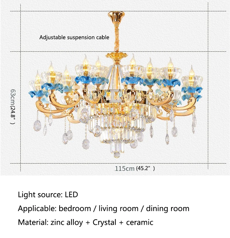 PLLY Nordic Candelabru Modern de Creatie de Lux Cristal Lumanare LED Lampă de Pandantiv pentru Home Decor Camera de zi Hol de Hotel Corpuri . ' - ' . 5