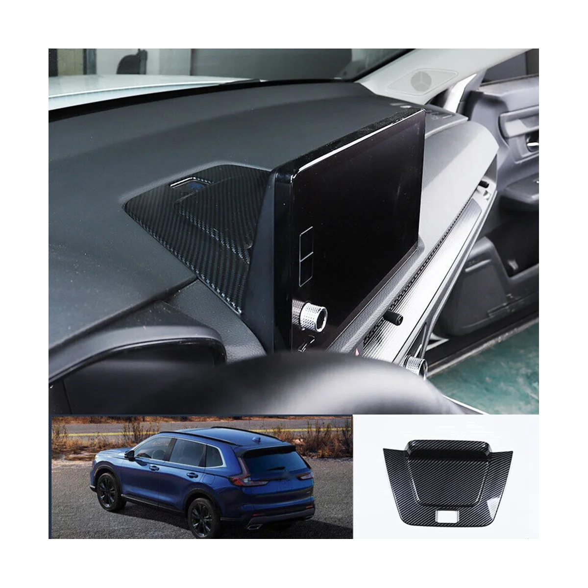 Pentru Honda CR-V CRV 2023 Mașina de Centru Consola Ecranul de Navigare Înapoi Capacul Bazei Accesoriile ABS Fibra de Carbon . ' - ' . 5