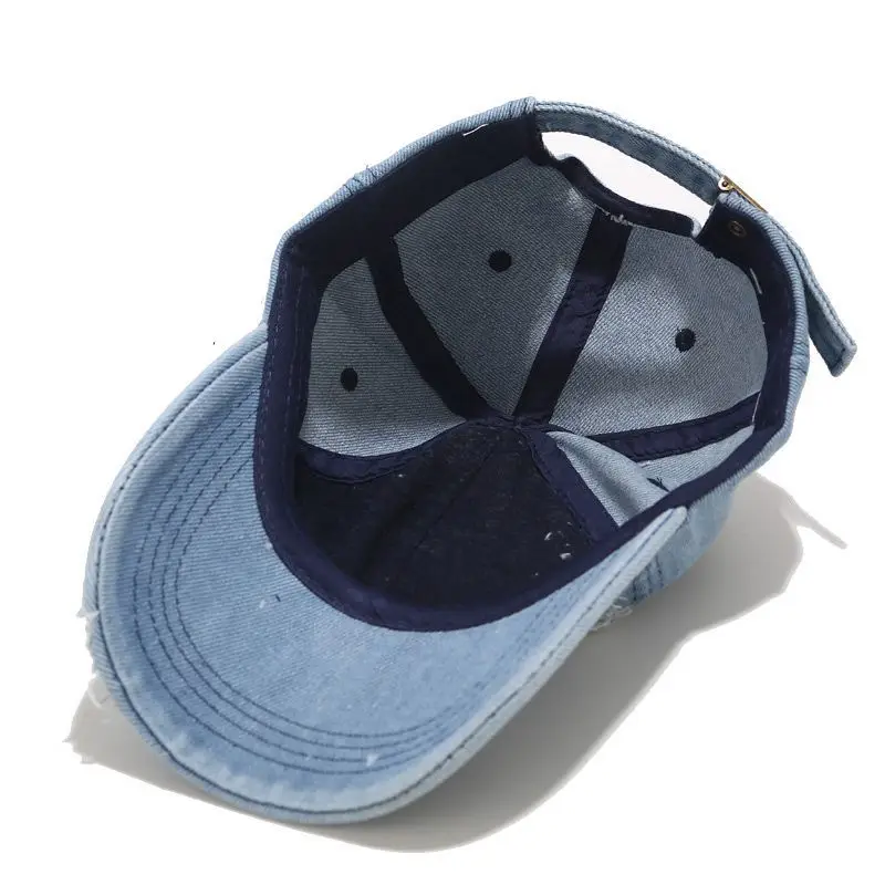 Primăvara Și Toamna Moda Denim Uzat Capacul De Vară În Aer Liber De Agrement Cozoroc Pălărie Tendință Gaura Sepci De Baseball Hip Hop Sport Pălării . ' - ' . 5