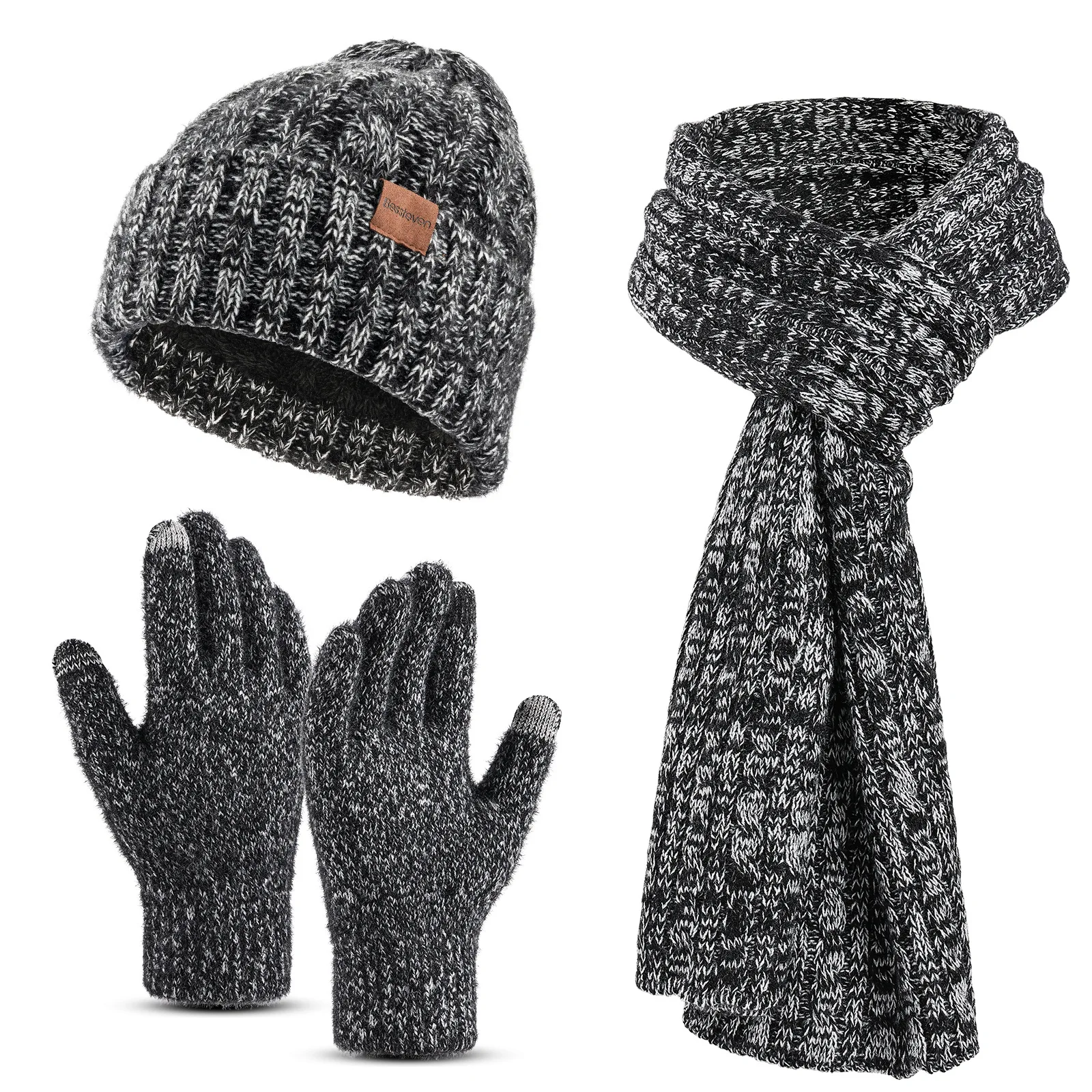Pălărie, eșarfă, mănuși, trei-bucata set pentru adulți, toamna și iarna în aer liber protecție la frig, cald lână tricotate pălărie eșarfă set . ' - ' . 5