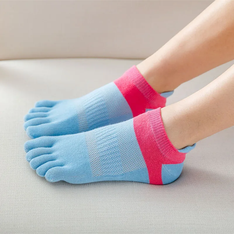 Sosete pentru femei Șosete Tep Femeile Cinci Degete Șosete de Bumbac Respirabil Șosete Sport Funcționare Solid de Culoare Galben Albastru Ciorap de sex Feminin Sox . ' - ' . 5