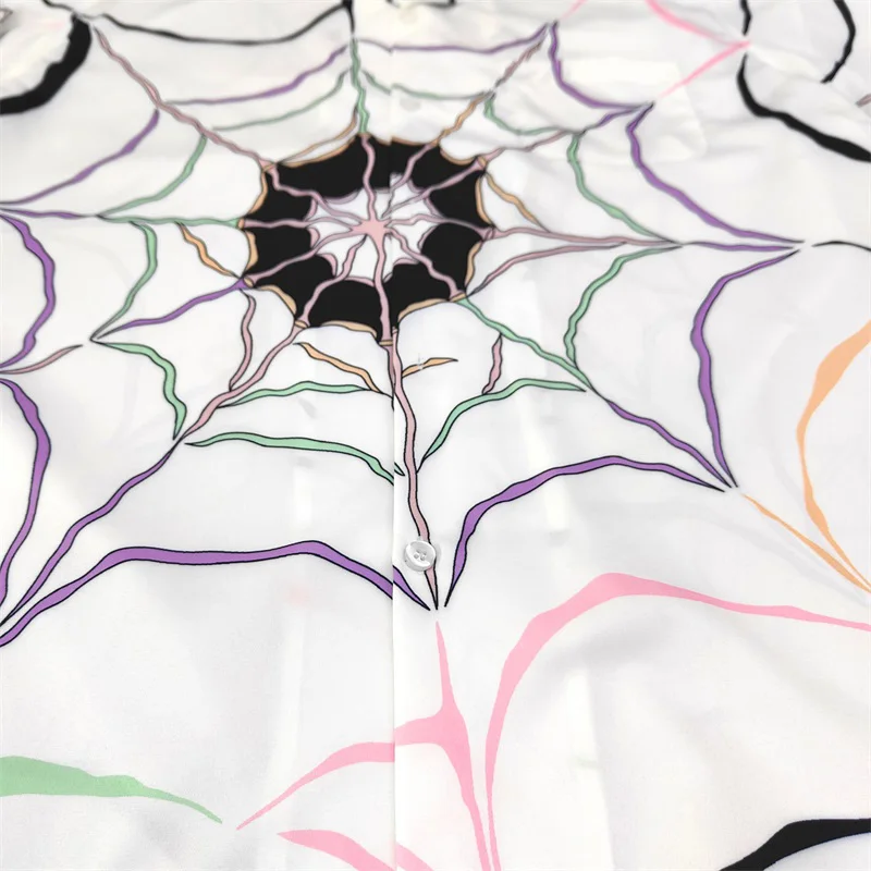 Spider Web Print NEBUN MARIA Tricouri Negre Supradimensionate 1:1 de Înaltă Calitate Cap de Lup cu Mânecă Scurtă Cămăși Hawaiiene . ' - ' . 5