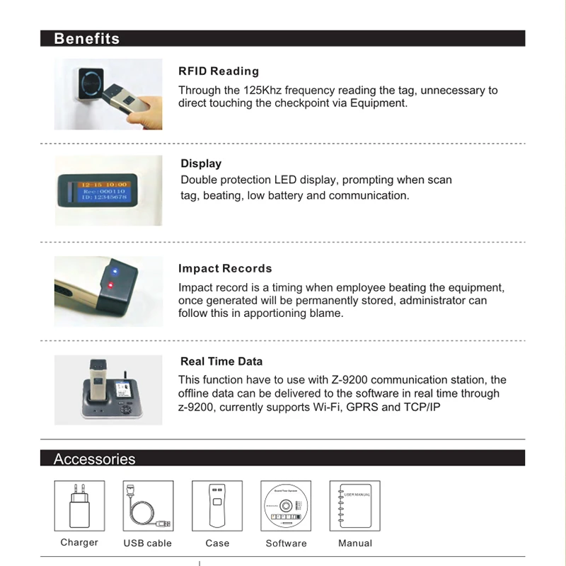 ZOOY Z-6200D de Patrulare RFID Tur de Pază cu Ecran LCD de Patrulare de Securitate și Sistemul de Control . ' - ' . 5