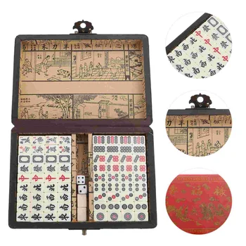 1 Set Chinez Joc Mahjong Set Poratble Mahjong Jucărie pentru Călătorie Camping