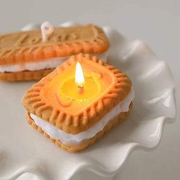 1 buc Creative Drăguț Caramel Biscuit Lumânare Simulare Cookie Aromoterapie în Formă de Sandwich Parfumate Cafea cu Lapte Partid Decor Necomestibile