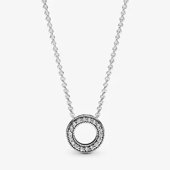 100% Real Argint 925 Deschide Cercul Collier Colier pentru Femei Bijuterii Clar CZ Coliere & Pandantive Transport Gratuit