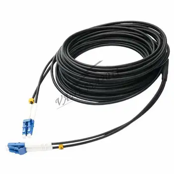 100M Negru Blindate Cablu de Fibra LC-LC UPC SM 9/125 Duplex Fibra Optica Patch Cord