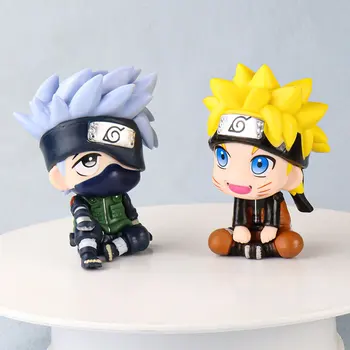 10CM Naruto Anime Figura Uzumaki Naruto Kakashi Kawaii Jucărie Versiune Q Figural Mașină Desktop Decor Ornament PVC Model de Papusa Copii Cadou