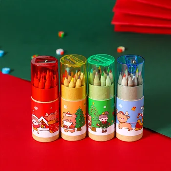 12pcs de Culoare de Crăciun un Set de creioane de desen Animat de Crăciun Elevii Creion de Desen Papetărie Grădiniță, Școală, Birou de Scris Copii Cadou