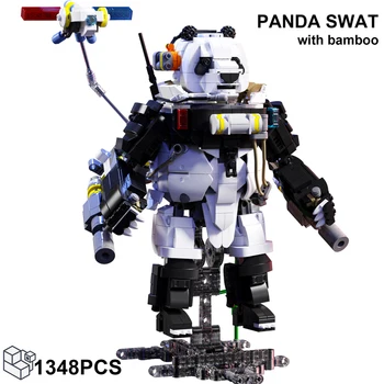 1348PCS Robocop Panda SWAT Blocuri Bambus Creative DIY Mecanice Animal Armat Cărămizi Jucarii Cadouri de Ziua de nastere Pentru Baieti Copii