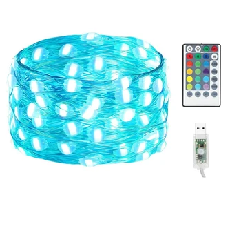 16 Culori LED Lumini de Basm 100 LED-uri de Crăciun Șir de Lumini USB rezistent la apa Ghirlanda de Lumina Pentru Petrecere Decoratiuni de Vacanță