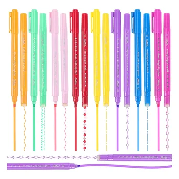 16 Curba Markere Set de Pix, Dual Sfat Markeri cu 8 Diferite Curbe de Colorat, Markere pentru Copii