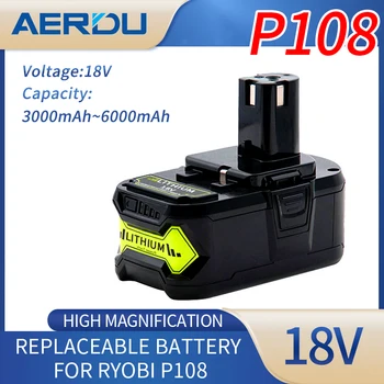 18V 6Ah Pentru Ryobi Unealtă fără Fir Baterie RB18L25 P107 P108 P109 P102 P103 3Ah 4Ah 5Ah Pentru Ryobi 18V Înlocuire Baterie cu Litiu