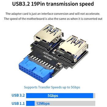 19Pin De Tip C/Dual USB UN Conector 19Pin De Tip C/Dual USB3.0 Adaptor Extender Card pentru WIN XP/7/8/LINUX/MAC