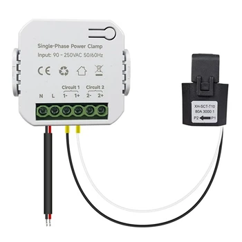 1Set Tuya Inteligent Zigbee Contor de Energie 80A Cu Transformator de Curent Clemă Kwh Monitor de Putere 90 - 250V(1CT) Alb