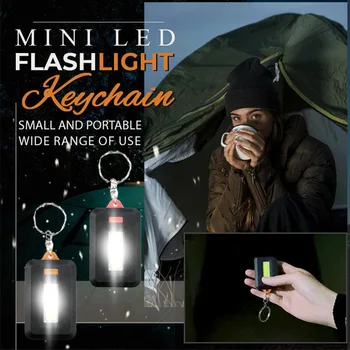 1buc Portabil Mini COB LED, Breloc Lanterna breloc, Breloc Lanterna cu Lumină Lampă cu Carabină pentru Camping, Drumeții, Pescuit