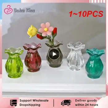 1~10BUC Simulare de Sticlă Dantela Vaza Model de casă de Păpuși în Miniatură Mini Living Decorul Camerei in Miniatura Vaza de Flori Casa Papusa Accesorii