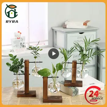 1~5PCS Terariu Hidroponice de Plante Vase de Epocă Ghiveci de Flori Vaza Transparenta Cadru de Lemn, Masă de Sticlă Plante Home Decor Bonsai