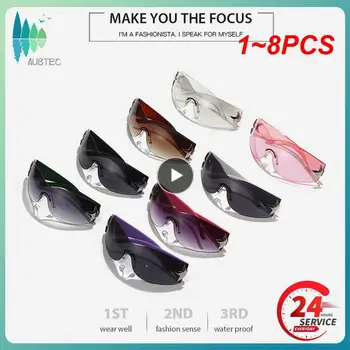 1~8PCS fără ramă de ochelari de Soare Supradimensionați Trendy Y2K Înfășurați în Jurul valorii de ochelari de Soare Punk Una Bucata Ochelari de Sport, Ochelari de Soare Nuante de Conducere