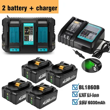 2 BUC baterie + încărcător Pentru Makita 18V 18 Volt Max 6.0 AH Litiu-Ion BL1860 BL1850 BL1830