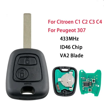 2 Buton de la Distanță Masina Telecomanda 433MHz ID46 Chip Pentru Peugeot 107 207 307 Citroen C1