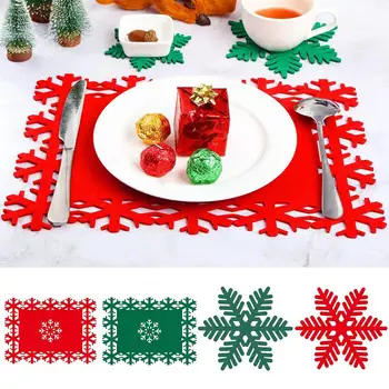 2 buc de Crăciun Placemat Durabile, Reutilizabile Formă de Fulg de nea Coaster pentru Mese Festive Decoratiuni de Masă