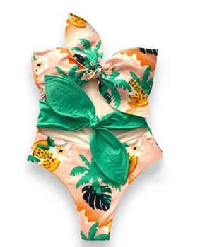 2023 Bandaj-O Singură Bucată De Costume De Baie Femei Costume De Baie Imprimate Monokini Florale Backless Costum De Baie De Vară La Plajă Bikini Acoperi