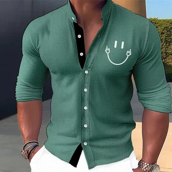 2023 Bărbați Lenjerie de pat din Bumbac Tricouri pentru Bărbați Lenjerie Cardigan de Culoare Solidă Stand Guler Camasa Casual cu Maneca Lunga Bluze V-neck Barbati Blous