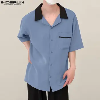 2023 Bărbați t-Shirt Rever Maneca Scurta Streetwear Liber Casual Barbati Haine de Vară de Moda coreeană Tricouri S-5XL INCERUN